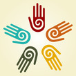 Hand with spiral symbol in a circle