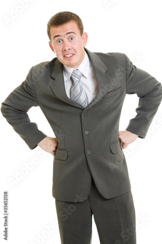 Photo: Businessman surprise on a white background. Businessman surprise on a white background.