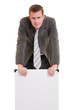Man holding a white board.