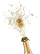 Explosion of champagne bottle cork