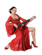 Young elegance flamenco style woman with guitar