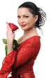 Flamenco style girl with a rose