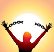 girl with raised hands and broken chains