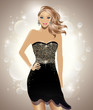 Beautiful Fashion Woman Wearing Cocktail Dress