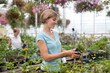 Woman holding flower pot Woman holding flower pot