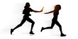 Staffellauf Stabübergabe - Silhouette