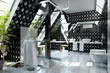 Bathroom in silver-black