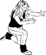 sketch of a girl on her knees pointing finger sketch of a girl on her knees pointing finger