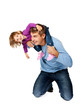 Happy father holding daughter on his shoulders