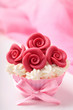 Cup cake with red roses Cup cake with red roses