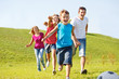 Happy family running