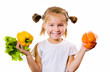 Little girl with the vegetables