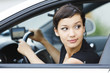 Girl parking a car