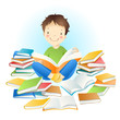 Boy and books.