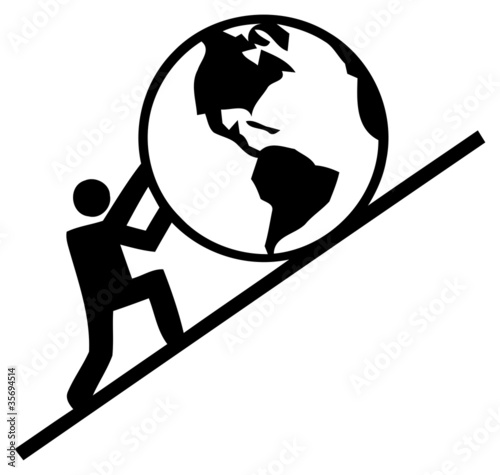 Illustration: Piktogramm Man hold the World Piktogramm Man hold the World