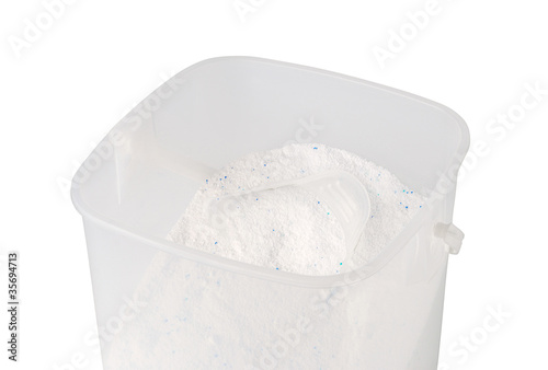 Photo: Plastic container with washing powder Plastic container with washing powder
