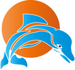 Delfin, Sonne, Logo, Zeichen