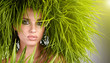 Young  woman and abstract green hair