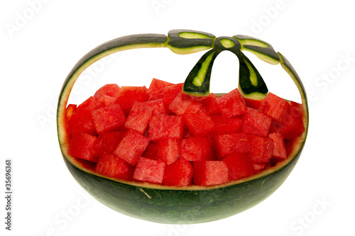 Photo: Watermelon peices in watermelon basket Watermelon peices in watermelon basket