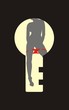 Female silhouette in keyhole Female silhouette in keyhole