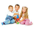 Children playing on the floor. Educational games for kids