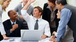 Portrait of multi racial business people celebrating success