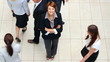 High angle view of confident business woman smiling
