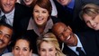 Multi racial business people smiling together showing unity