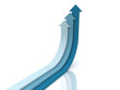 Illustration: Three blue arrows going up - success concept illustration Three blue arrows going up - success concept illustration