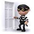 3d Burglar is checking the locks.