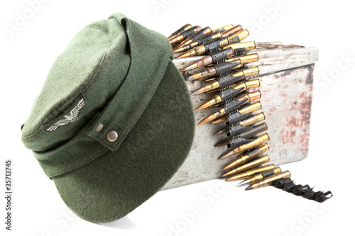 Photo: Kepi of the German soldier and machine-gun tape Kepi of the German soldier and machine-gun tape