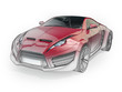 Concept car with wireframe