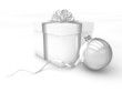 3d Rendering Geschenk mit Christbaumkugel silber