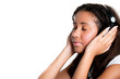 Foto: teenage girl with headphones on and eyes closed teenage girl with headphones on and eyes closed