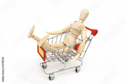 Photo: puppet sit in shopping cart puppet sit in shopping cart