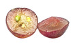 Translucent slice of red grape fruit, macro isolated on white Translucent slice of red grape fruit, macro isolated on white