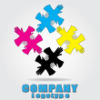 CMYK HAND PUZZLE LOGOTYPE ICON