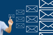 Asian businessgirl pushing mail for social network Asian businessgirl pushing mail for social network