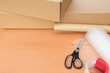 Photo: Packaging Materials with Boxes and Copy Space Packaging Materials with Boxes and Copy Space