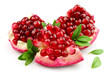 Sweet pomegranate with leafs