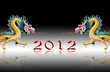 Dragon sculpture with 2012 number and black background Dragon sculpture with 2012 number and black background