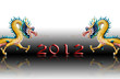 Dragon statue with 2012 year number on glaze background Dragon statue with 2012 year number on glaze background