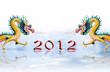 Dragon statue with 2012 number on glaze background Dragon statue with 2012 number on glaze background