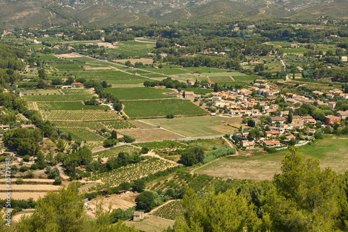 Photo: Country landscape with a small town in the fields Country landscape with a small town in the fields