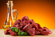 Raw beef on cutting board