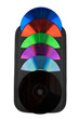 CD and their various colors in a flat container