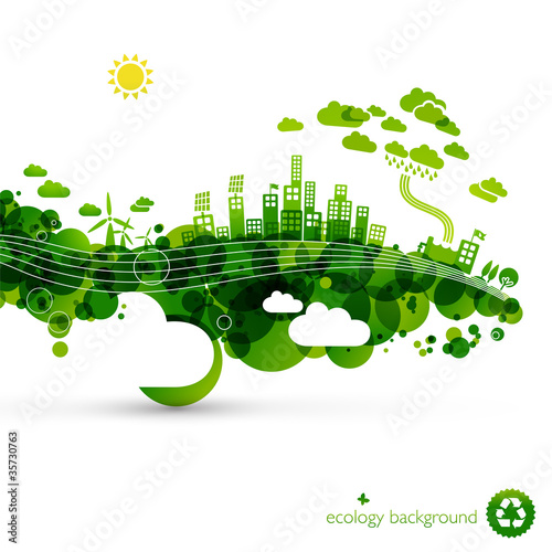 Vector: green eco town - abstract ecology town illustration green eco town - abstract ecology town illustration