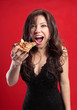Female eating pizza
