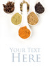Herbs and spices in white spoon