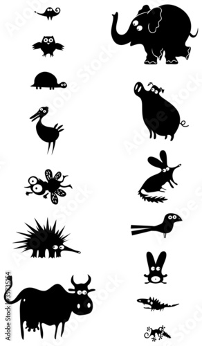Vector: Set of black animal silhouettes Set of black animal silhouettes